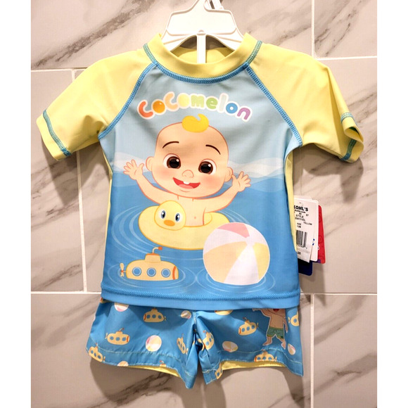 CoComelon 2 Piece Wearable Sunscreen Swimsuit Set Yellow Blue UPF 50+ 12M NWT - Picture 9 of 9